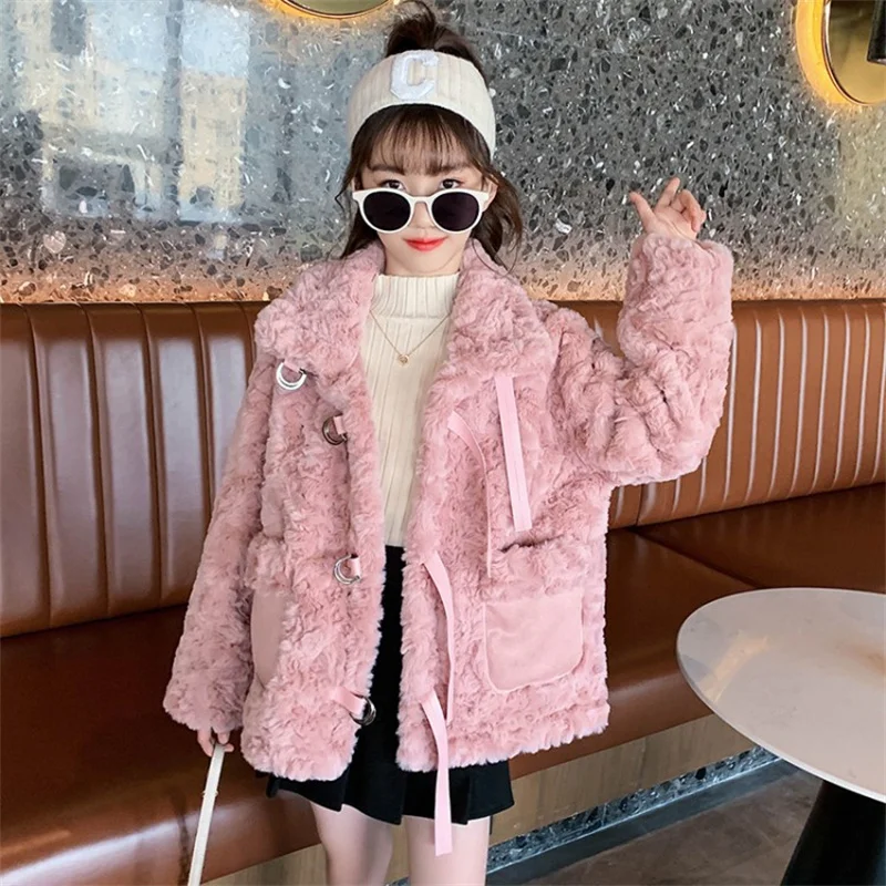 

Girls Coat Jacket Thicken Plus Velvet 2021 Cool Thicken Plus Velvet Winter Cotton School Christmas Gift Overcoat Children's Clot