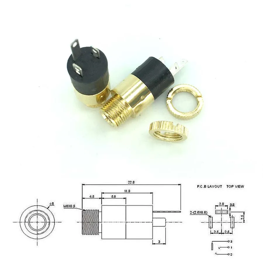 

10Pcs 3.5mm Stereo Female Sockect Jack with Screw 3.5 Audio Headphone Connector PJ-392 Cylindrical Socket