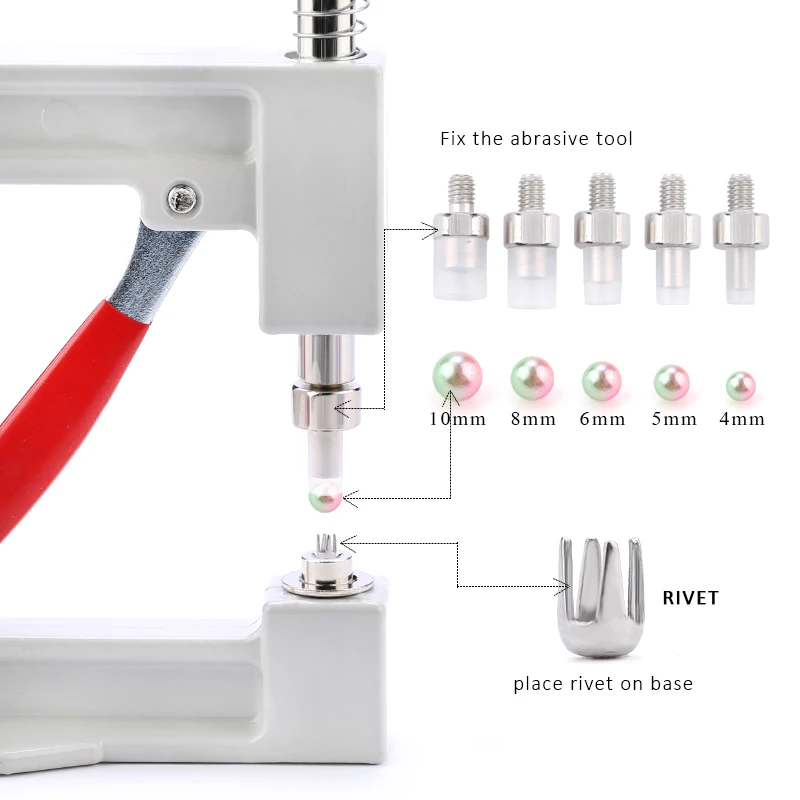 QIAO Manual Punching DIY Pearl Setting Machine Rhinestones Beads Rivet Fixing Machine Skirts Hand Press Tools for Clothes Crafts