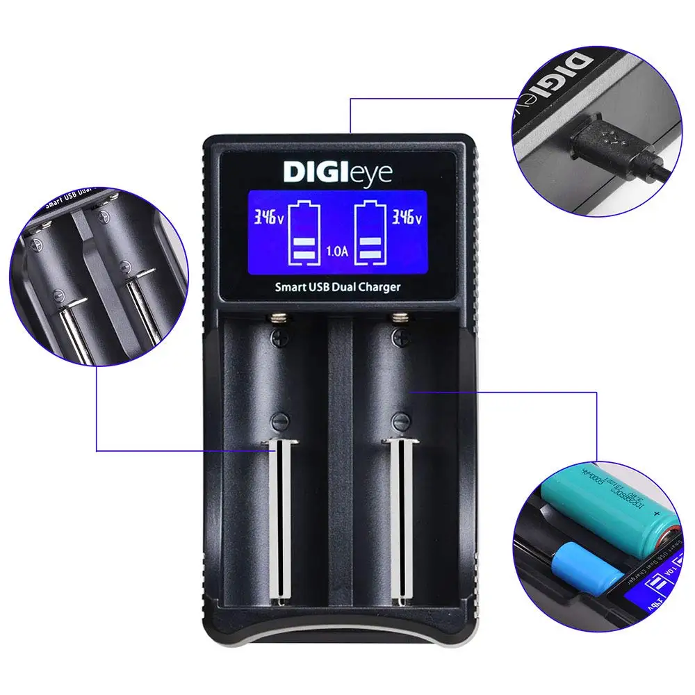 Универсальное USB-зарядное устройство с ЖК-дисплеем для литий-ионных аккумуляторов 18650 22650 26650 18490 16340 (RCR123) 10440 14500/Ni-MH аккумуляторов AA AAA