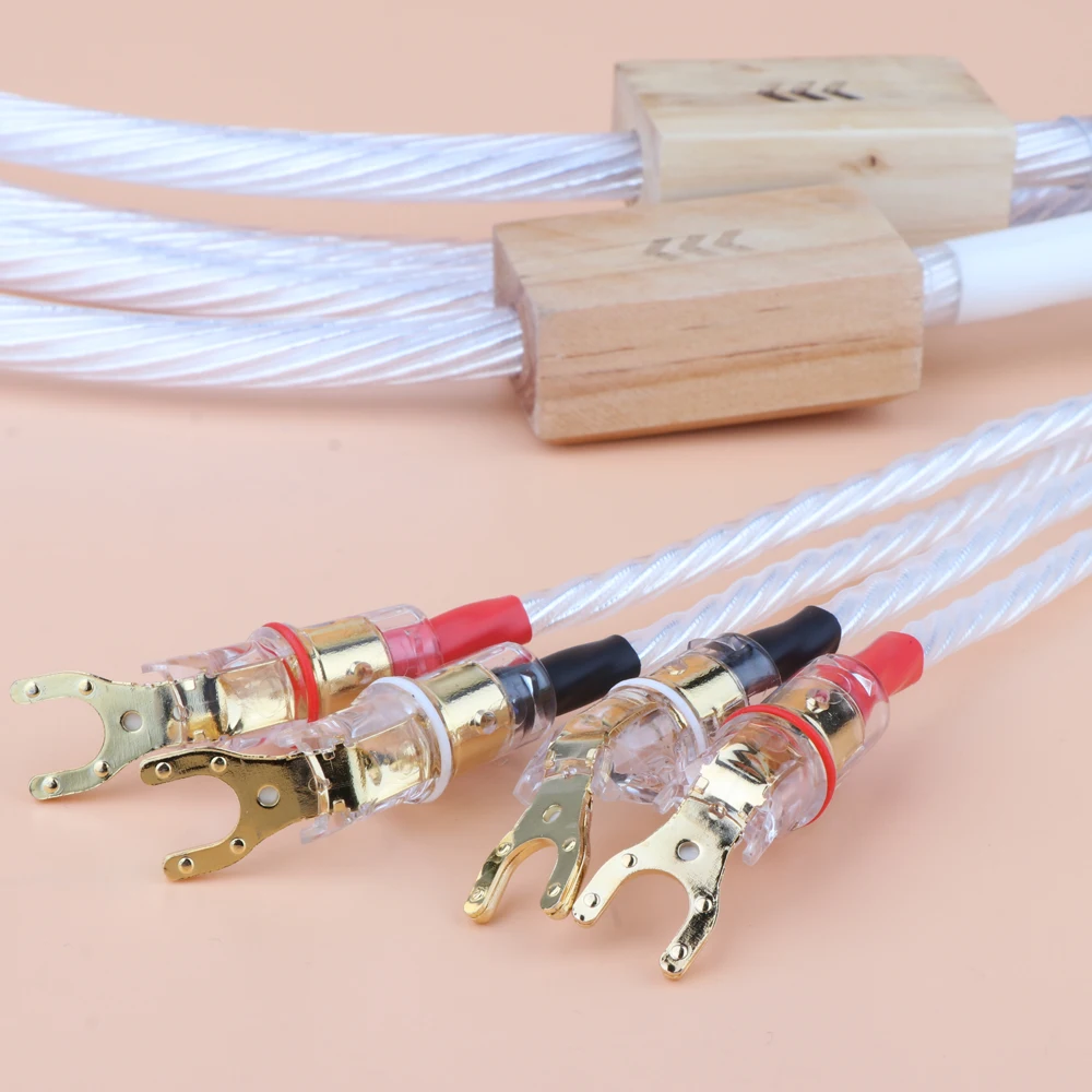 Pair Odin Speaker Cable Hifi Audio Loudspeaker Cable with Y Spade Plug hi-end speaker cable