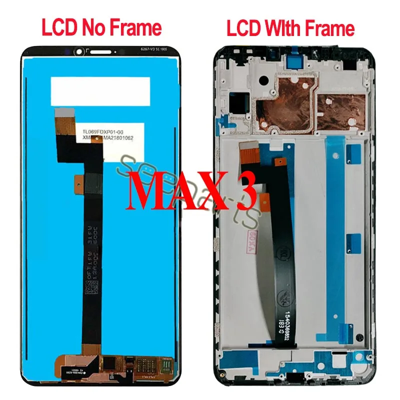 For Xiaomi Mi Max 3 LCD Display Touch Screen Digitizer Assembly For Xiaomi Mi Max 2 LCD Max3 Screen Replacement Black White