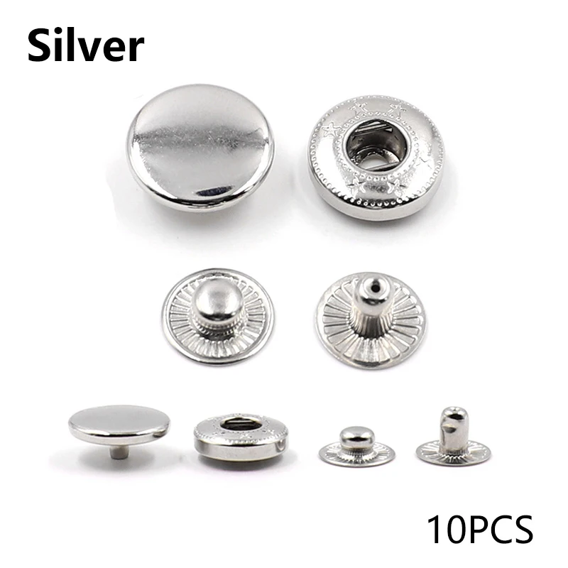 10 Sets Metal Press Studs Sewing Button Copper Material Button Fasteners Sewing Leather DIY Craft Clothes Bag Accessories