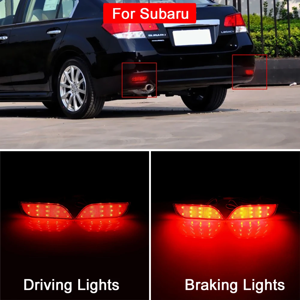 2 Function LED Rear Bumper Reflector Lamp Tail Brake Warning Light For Subaru Impreza WRX STI XV Crosstrek Exiga Levorg Legacy