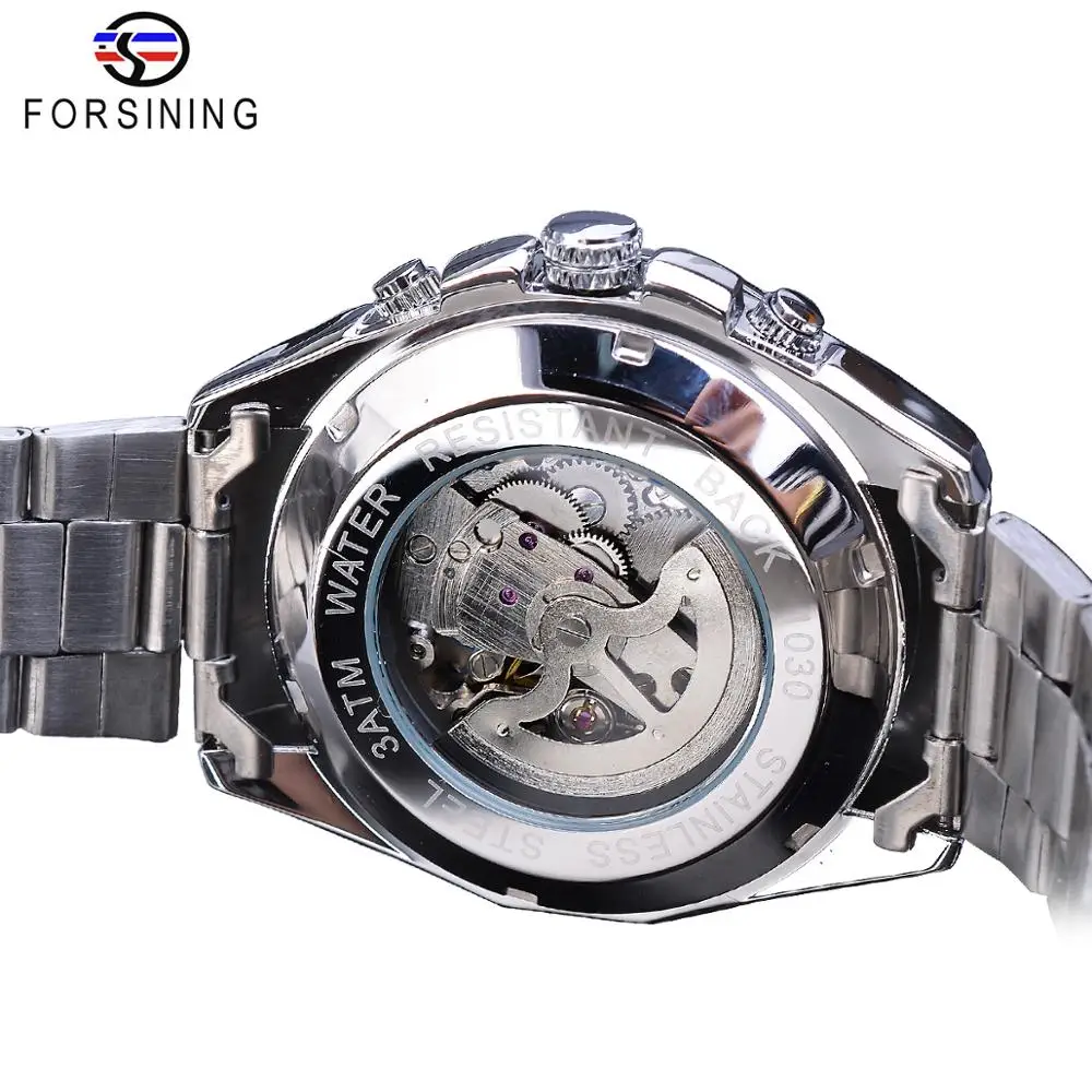 Forsining Open Work Stainless Steel Luminours Military Open Work Mens Mechanical Sport Automatic Wrist Watches Top Brand Luxury