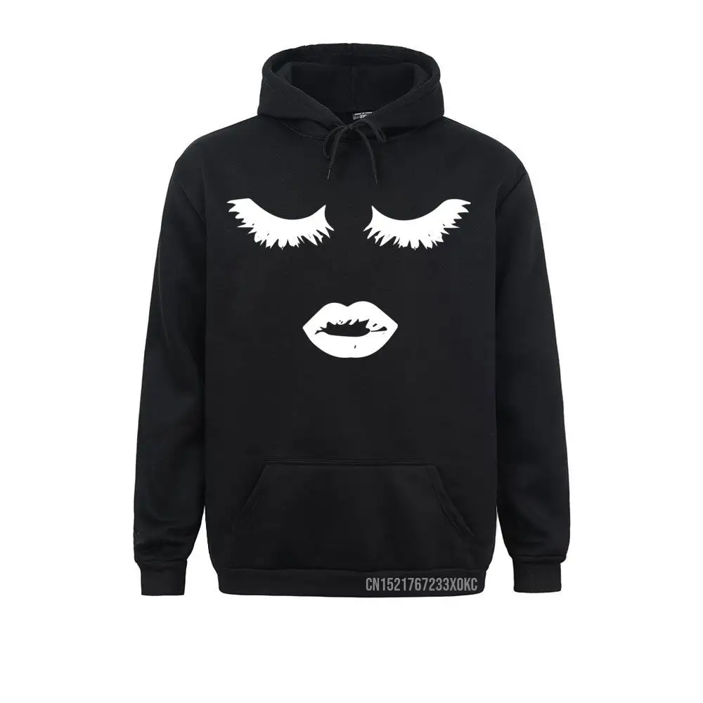 Edgy Make Up Eyelash And Lips Hoodie Hoodies Company Slim Fit Long Sleeve Women Sweatshirts Gothic Sportswears