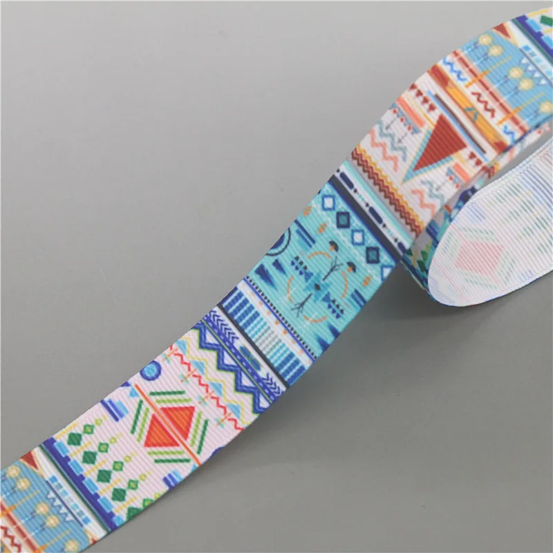 DHK 50yards Tribal Cupcake Donuts Printed Grosgrain Ribbon Accessory Hairbow Headwear Decoration DIY Wholesale Craft S1458