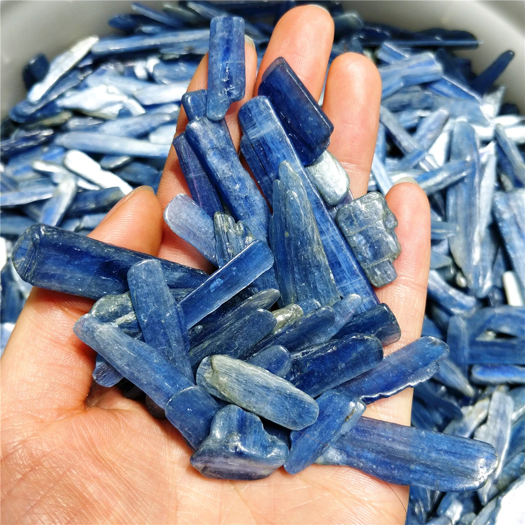 Tự Nhiên Thạch Anh Màu Xanh Dương Kyanite Tinh Thể Phẳng Thanh Lát Cắt Cyanite Khoáng Thạch Anh Búi Tó Sỏi Hạt Đá Lành Vườn Bể Trang Trí