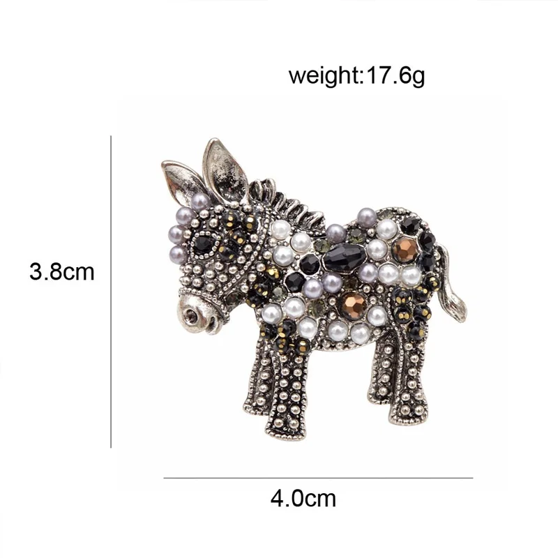 Fun Donkey Brooches Women Fashion Animal Pin Funny Cute Cartton Style Design Kid Gift