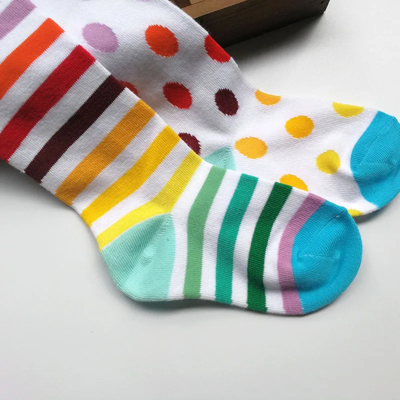 Children Spring Autumn Multicolour Dot Tights Cotton Baby Girl Striped Pantyhose Kids Striped Tights Soft Infant Clothing