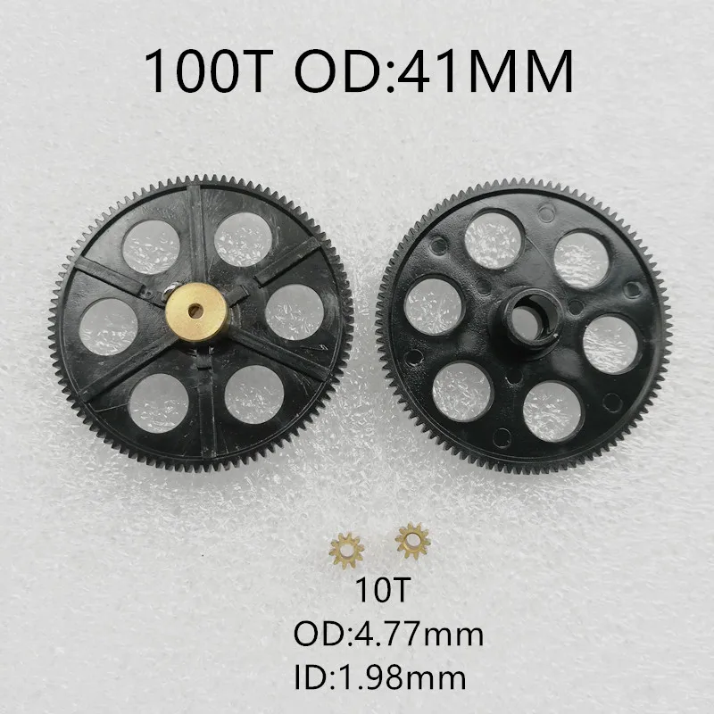 100T 100 Teeth Upper Lower Plastic Main Gears 41mm 10T Brass Motor Gears For MJX T04 T05 F28 F29 T64 R/C Helicopter Spare Parts