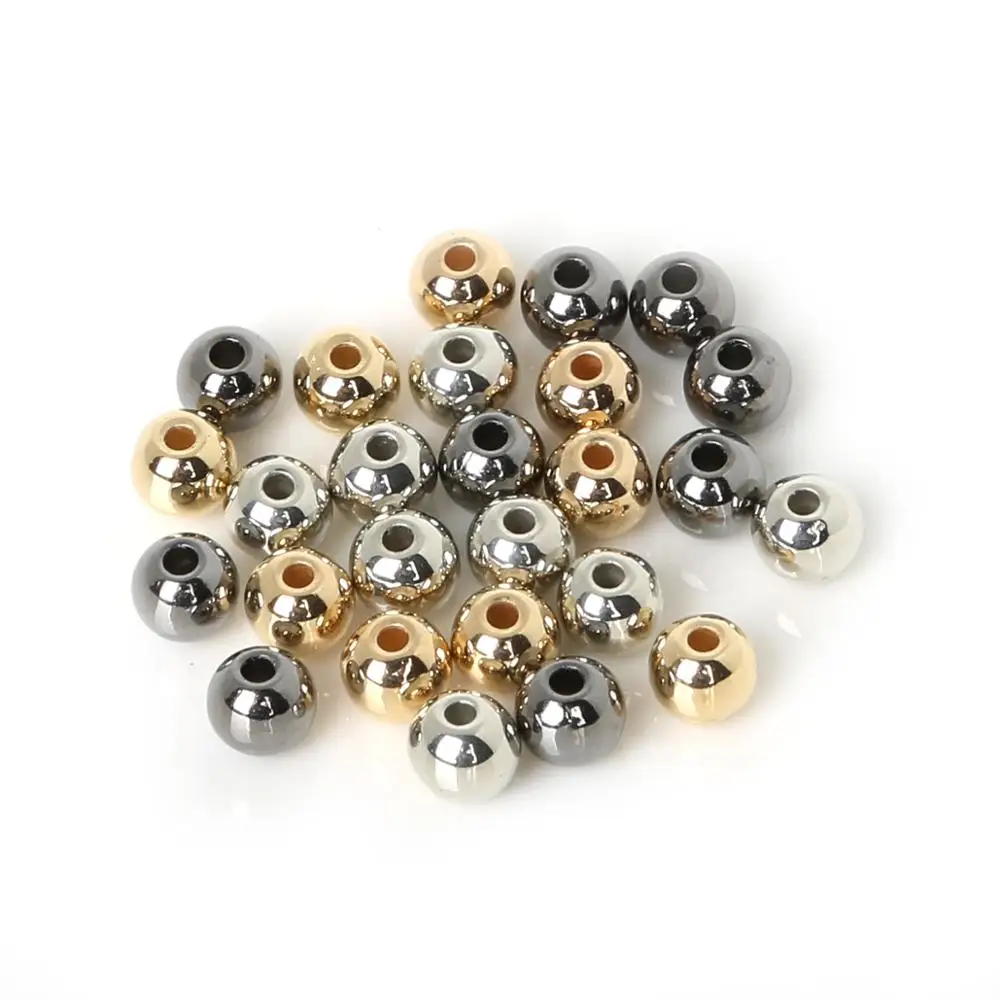 

200pcs/lot 6mm Round CCB Beads Gold Rhodium Black Plated Loose Beads For Jewelry Making Findings Necklace Bracelet Earrings