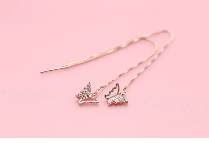 Hot Sale Long butterfly 925 Sterling Silver Earrings For Women Fashion Jewelry sterling-silver-jewelry pendientes