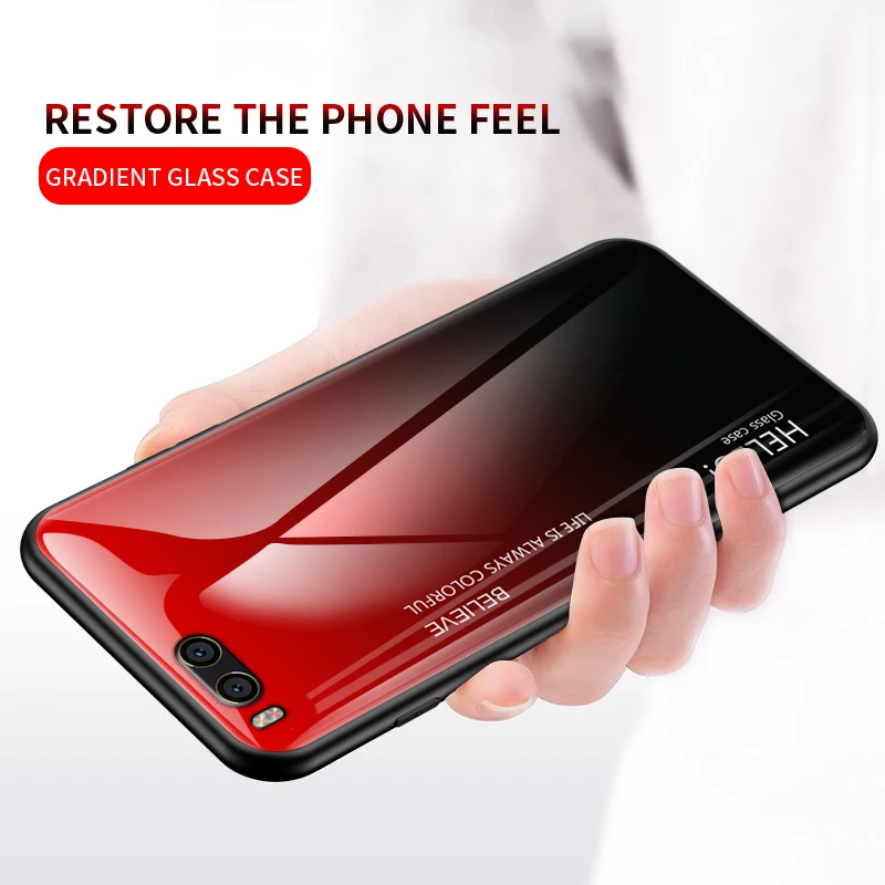 For Xiaomi Mi 6 Case Fashion Hard Tempered Glass Luxury Gradient Protective Back Cover case For xiaomi mi 6 mi6 M6 full cover