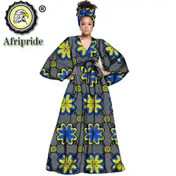 2026Spring african design robes for women dashiki print with headscarf and sashes vintage floor-length dress AFRIPEIDE S1925035