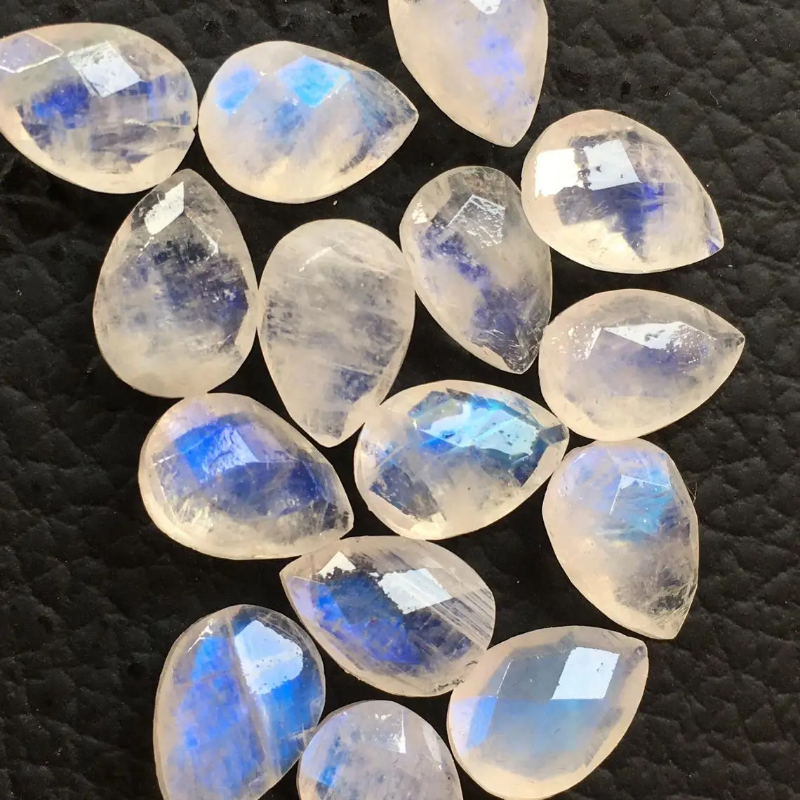 Natural Rainbow Moonstone 7X9mm Pear Faceted Cut Loose Gemstone