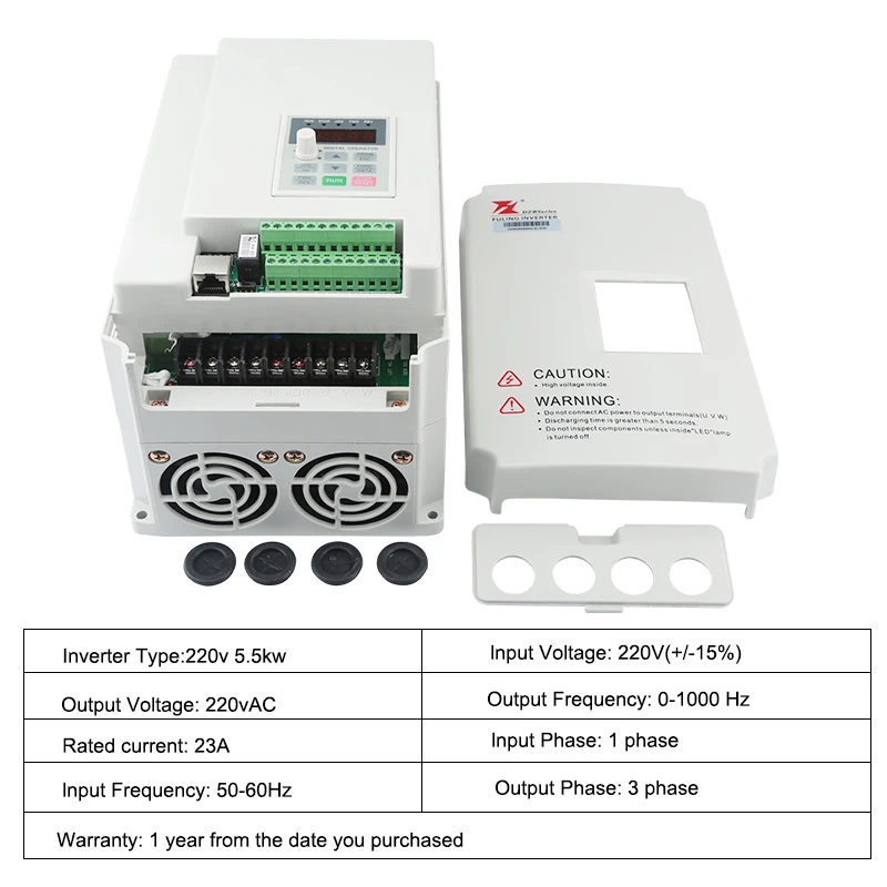 Imagem -03 - Corrente 7a do Inversor da Movimentação do Motor do Inversor Vfd 5.5kw 220v 380v Usada para o Controle de Velocidade do Motor do Eixo da Máquina de Trituração do Cnc