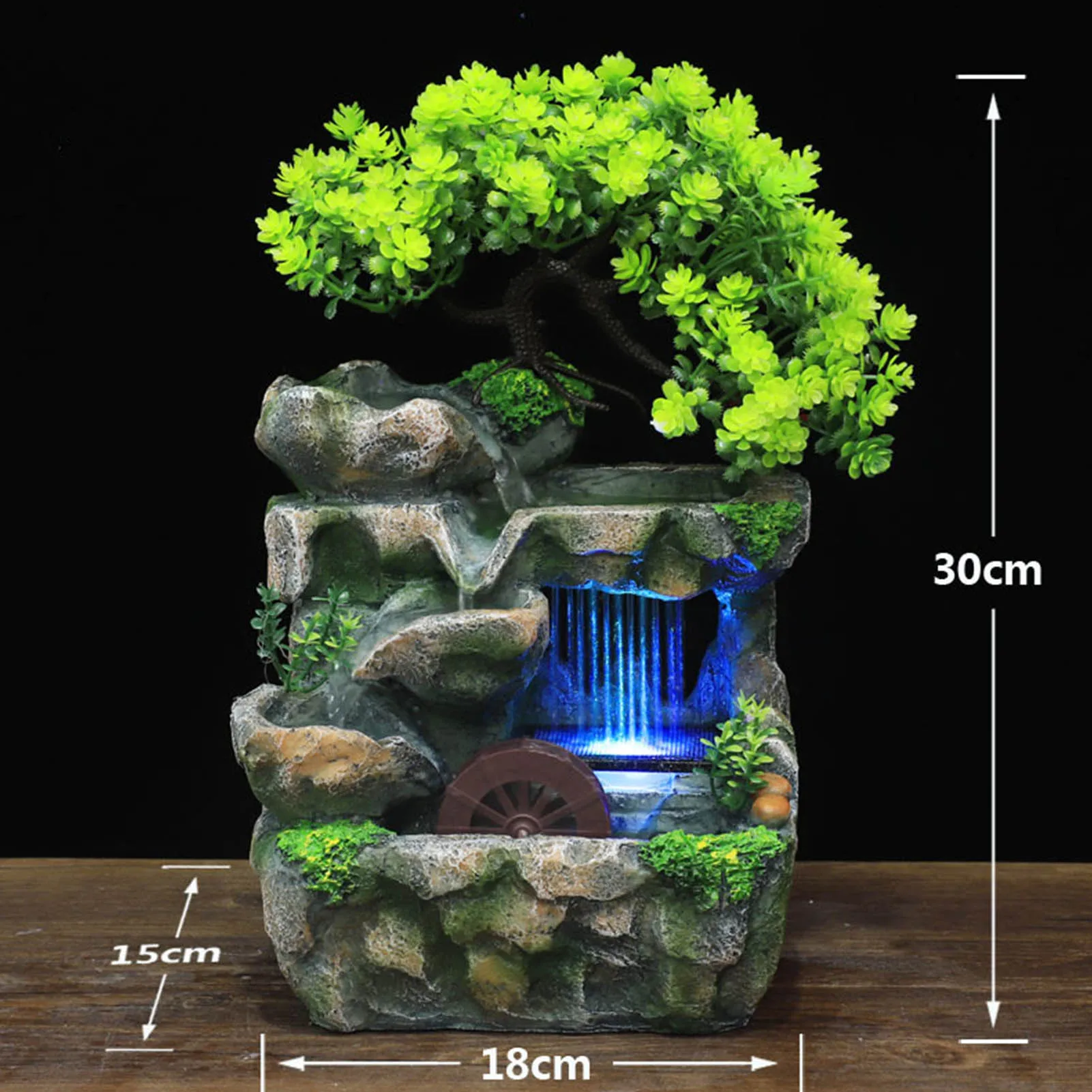 Imagem -03 - Fonte de Mesa Interior Riqueza Paisagem Rockery Cachoeira Fonte com Luz Led Multicolorida para Empresa Escritório Casa Ornamentos