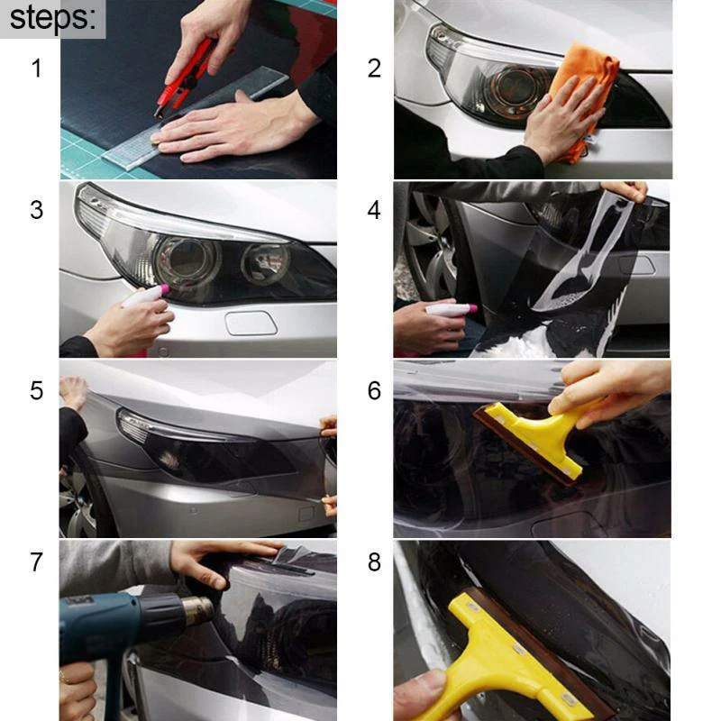 Película protectora transparente para luz de coche, envoltura de vinilo, protección UV para cola/cabeza/freno/luz antiniebla,