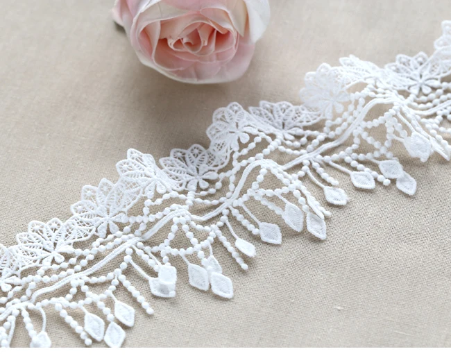 1yard Width:7.3cm Water-Soluble Lace Trim Ivory White Laces for Scrapbooking Curtain Table Cloth Sewing Accessories(ss-2380)