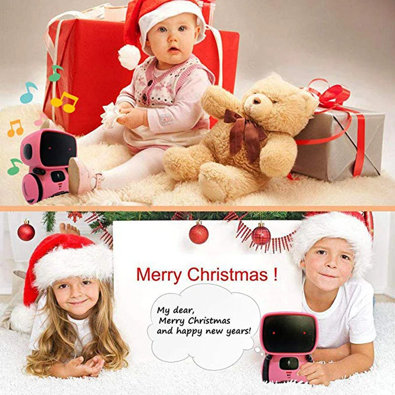 2022 New Toy Pink Robot Intelligent Robot Toy Dance Sing Repeating Recorder Touch Control Voice Control Gift Toy for Kids Age3+