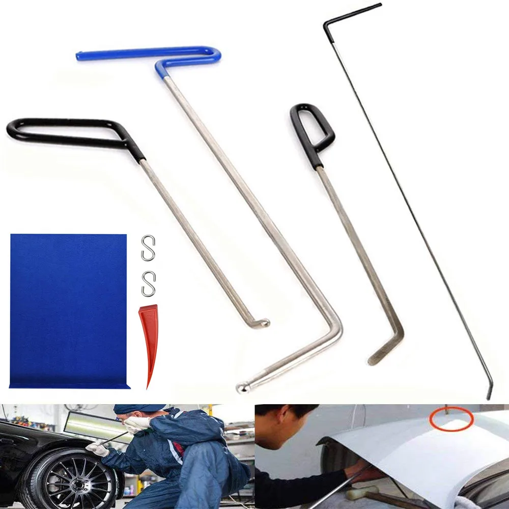 Rod hooks tools Dent Repair Tools Kit Window Guard with Felt Red Wedge and S-Hook for Car Paintless Dent Removal