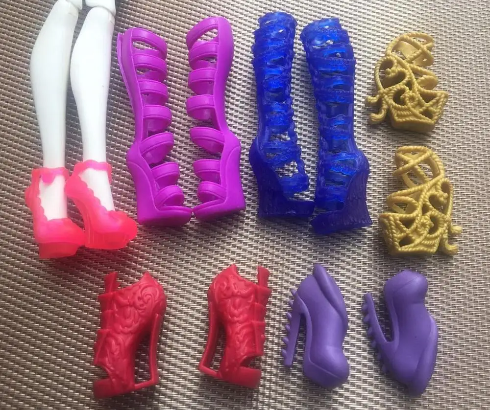 Monstering High Doll Shoes Sandals Boots Blue Red Purple Gold Colorful Doll Shoes Decors High Long Boots For 1/6 Dolls toys