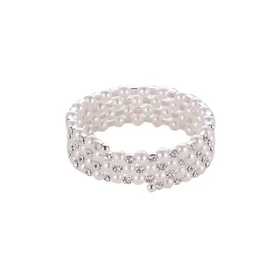 New fashion Sweet rhinestone four-layer pearl winding spiral bracelet For Women girl Accessories jewelry wholesale