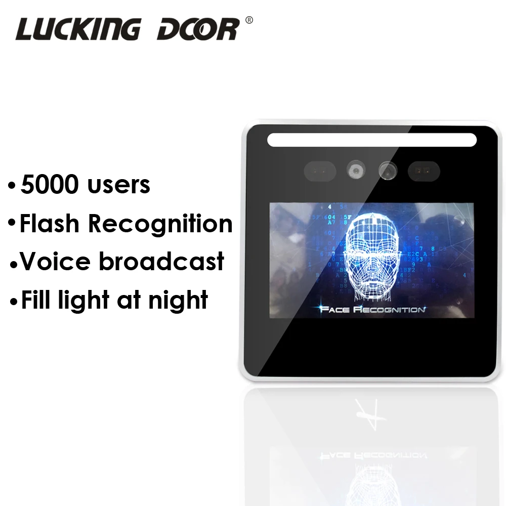 

5-inch Touchscreen USB Face recognition Door Access Control System Face Time Attendance Machine RFID belt TCP/IP