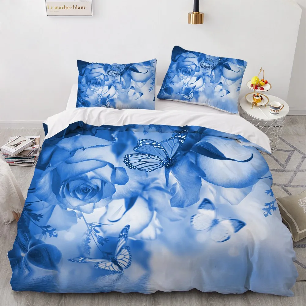 3D Nordic Comforter Bed Set Duvet Covers Sets Quilt Cover Bedding Sets Twin Single Double Size Flowers Design Home Textile