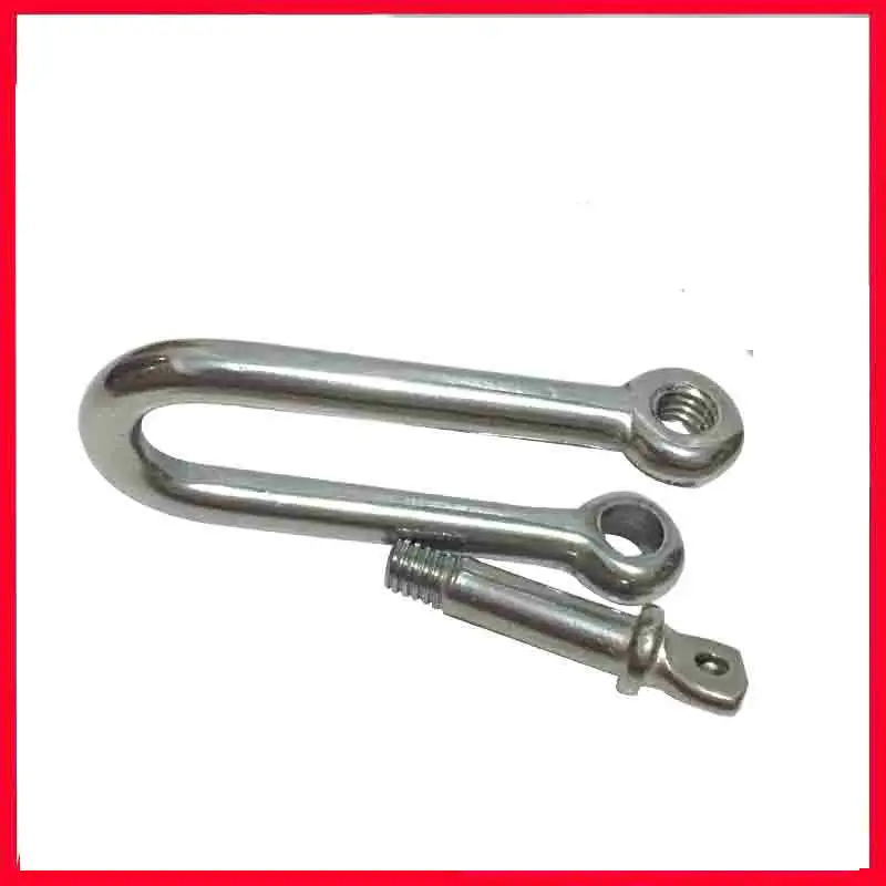 HQ AC2 AISI316 Marine Grade Long Straight D Shackle Stainless Steel  Anchor Shackle Chain Wire Rope Connector