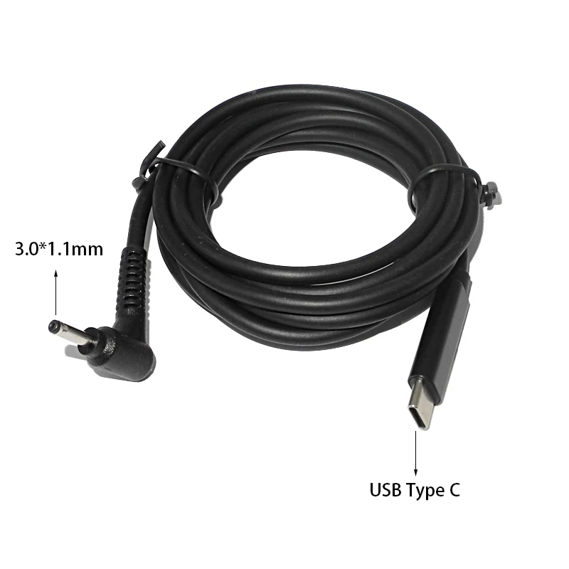 USB Type C to DC 3.0x1.1mm 3.0*1.1 Male Plug Converter PD Charging Cable Cord for Acer Aspire 19V Laptop Power Adapter 1.5m 5ft