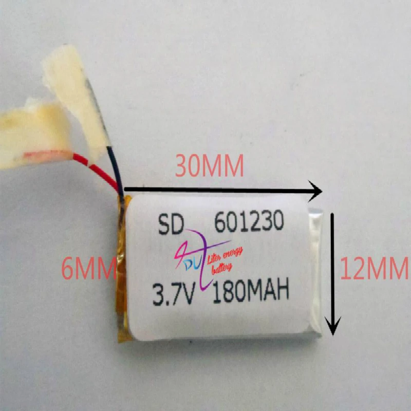 

best battery brand free shipping 3.7V lithium polymer battery 601230 061230 180mah Bluetooth Battery Battery MP5 recorder