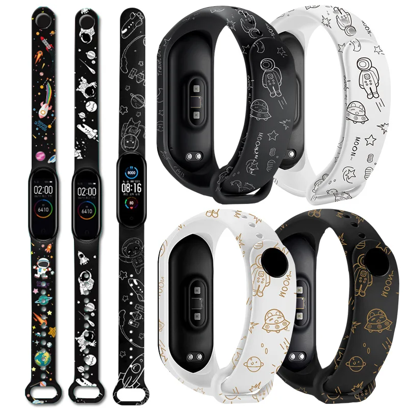 Cartoon Strap For Xiaomi Mi Band 6 5 4 3 Strap Fashion Printing Soft Silicone wristband strap xiaomi mi band 5 strap Bracelet