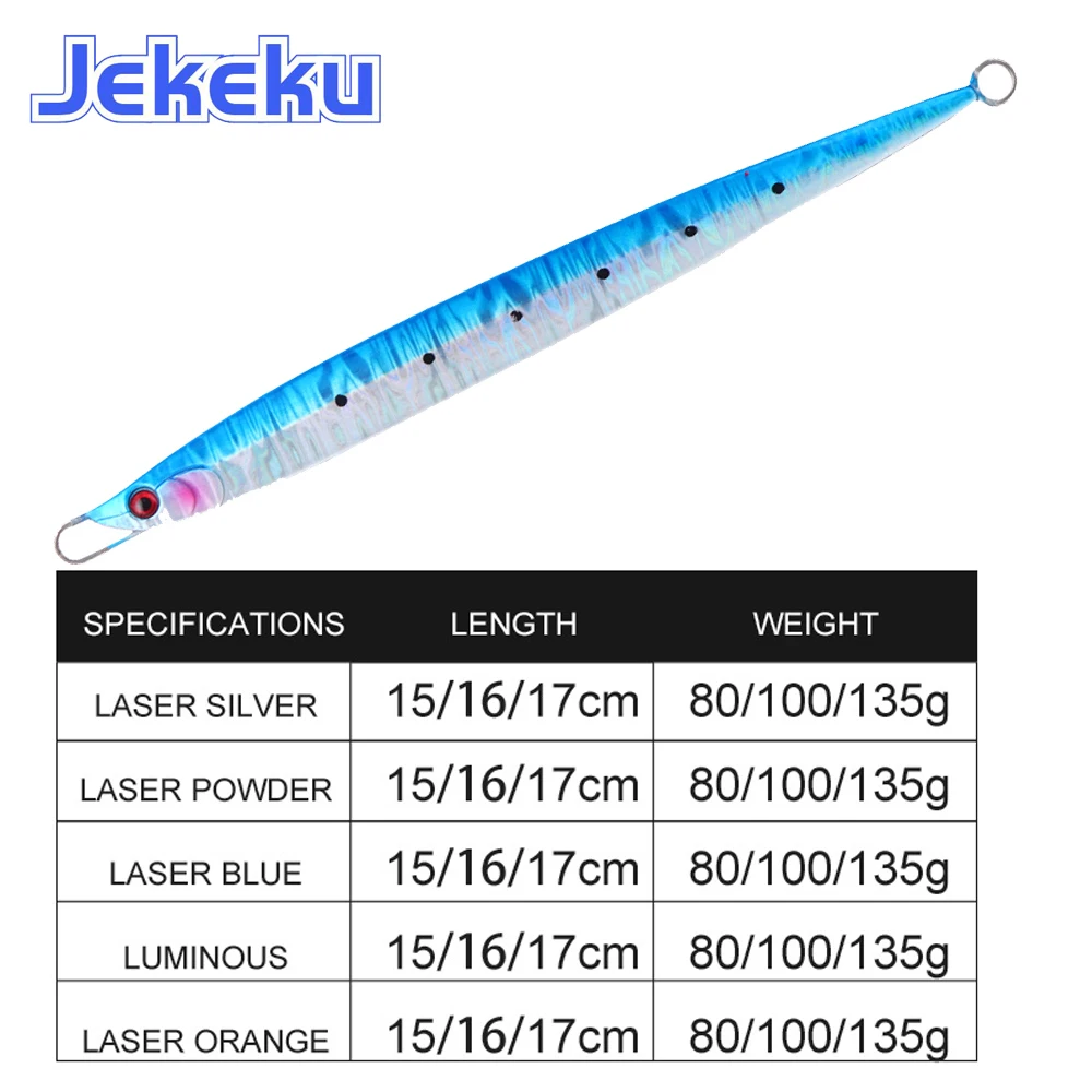 JEKEKU 5pcs 2022 Hot Selling Metal Jig Spoon Fishing Lure 80g 100g 135g  Jig Fish Sea Bass Lure Artificial Bait