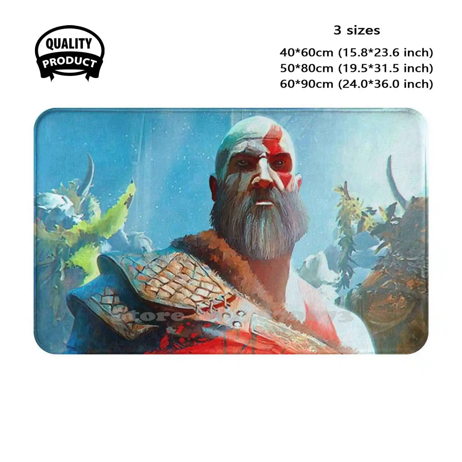 God Of War Kratos And Atreus Soft Cushion Home Carpet Door Mat Car Rug God Of War Kratos Atreus Mythology Nordic Hero Video