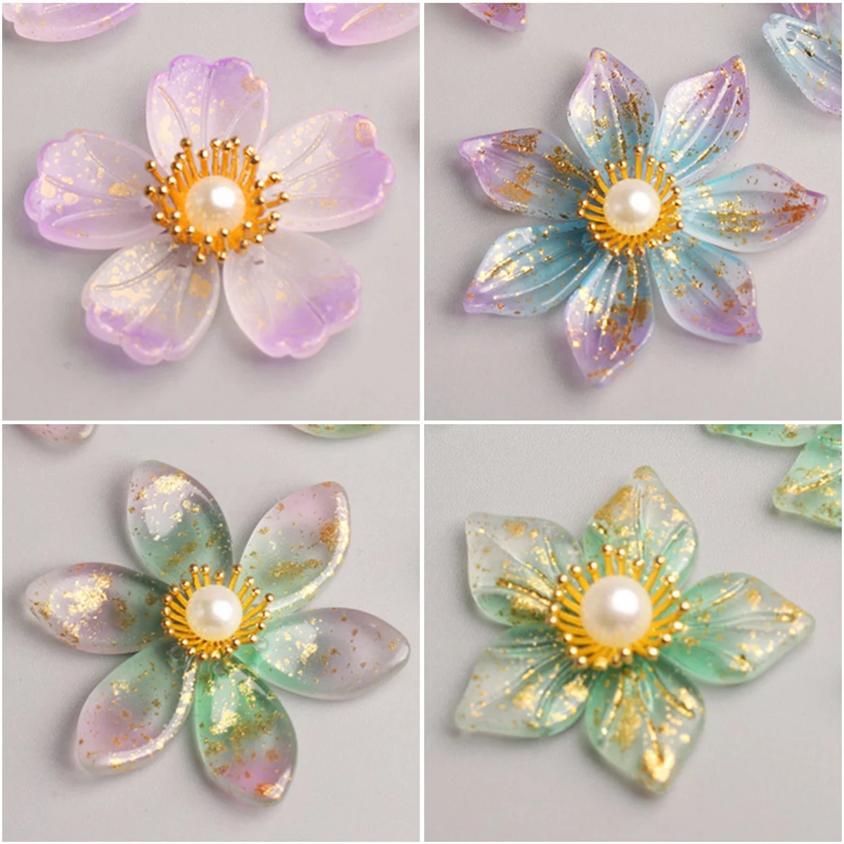 5pcs Pistil Stamen Shape 13mm 14mm 15mm 17mm Copper Metal Loose Beads Lot for Jewelry Making Flower Crafts Findings