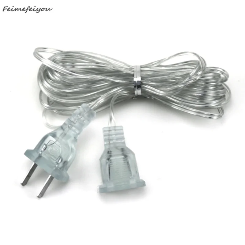 Nuevo cable de extensión de enchufe de 5m, enchufe UE/EE. UU. para cadena de luces LED de Navidad, línea de extensión, decoración de iluminación