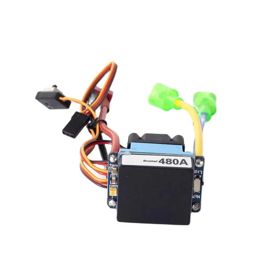 RC 480A ESC XT60 T-plug Waterproof Brushed ESC Speed Controller with 5V/3A BEC with fan for 1/8 1/10 RC Car 540 550 775 Motor