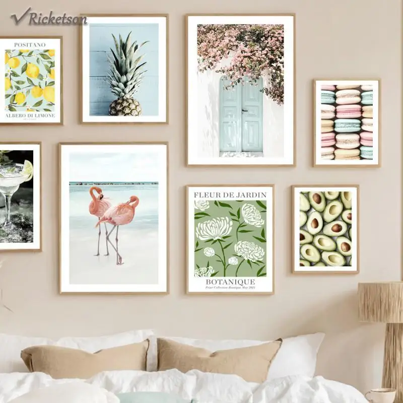 Pink Flower Door Matisse Lemons Pineapple Birds Canvas Painting Wall Art Print Nordic Poster Wall Picture for Living Room Decor