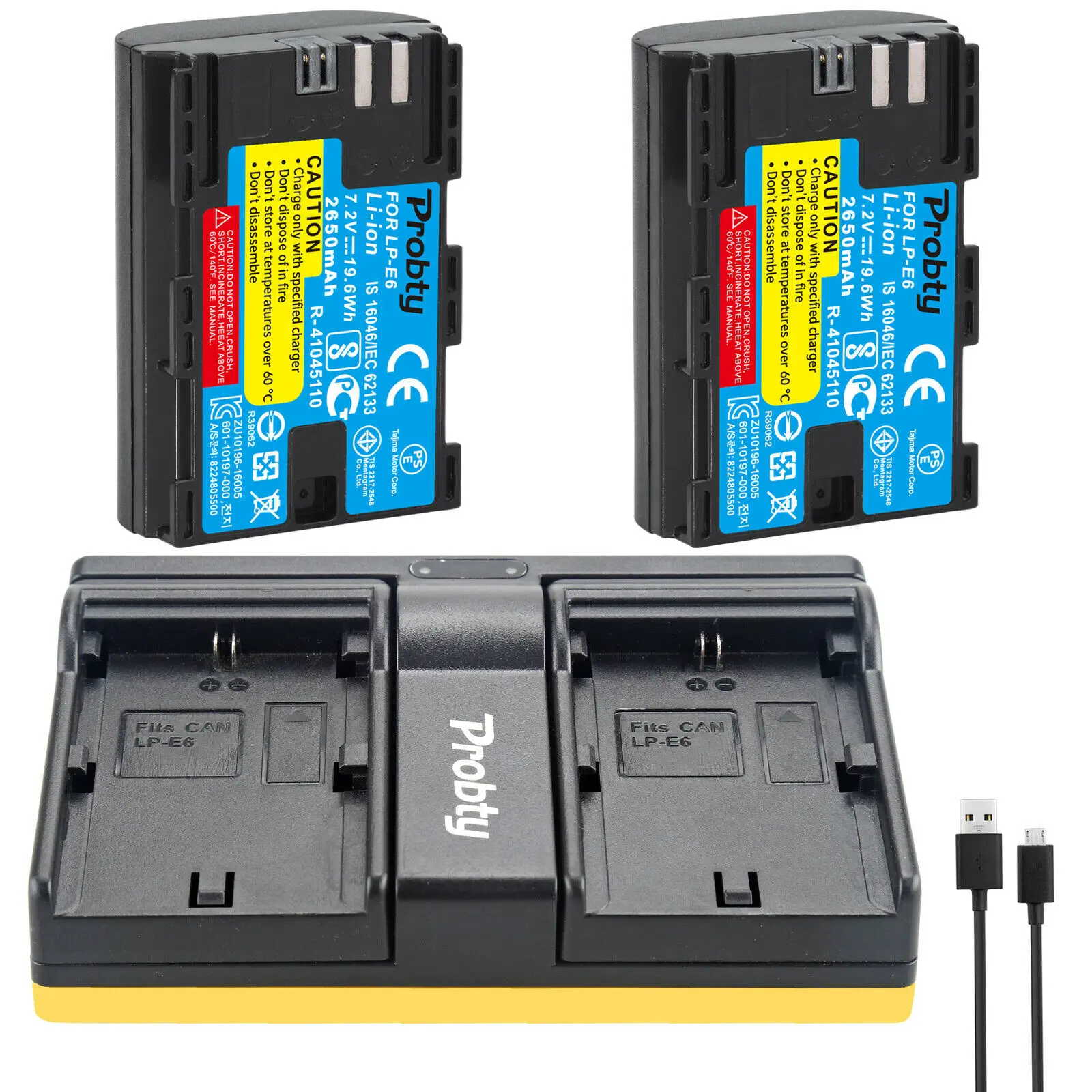 2pcs 2650mAh LP-E6 LPE6 LP E6 Camera Batteries Battery AKKU + Charger For Canon EOS 5DS R 5D Mark II III 6D 7D 60D 60Da 70D 80D