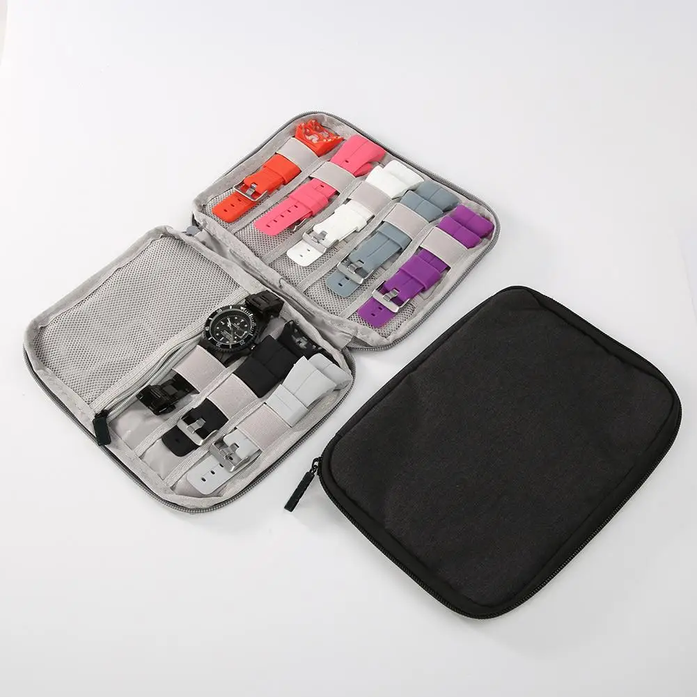 

Multifunction Portable Watch Strap Organizer Watch Band Box Storage Bag Watchband Holder Watch Travel Case Pouch Gray Black