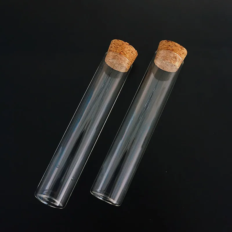 5pcs/set 30x150mm Unique Transparent Lab Glass Test Tube With Cork Stoppers Flat Bottom Labware Supplies