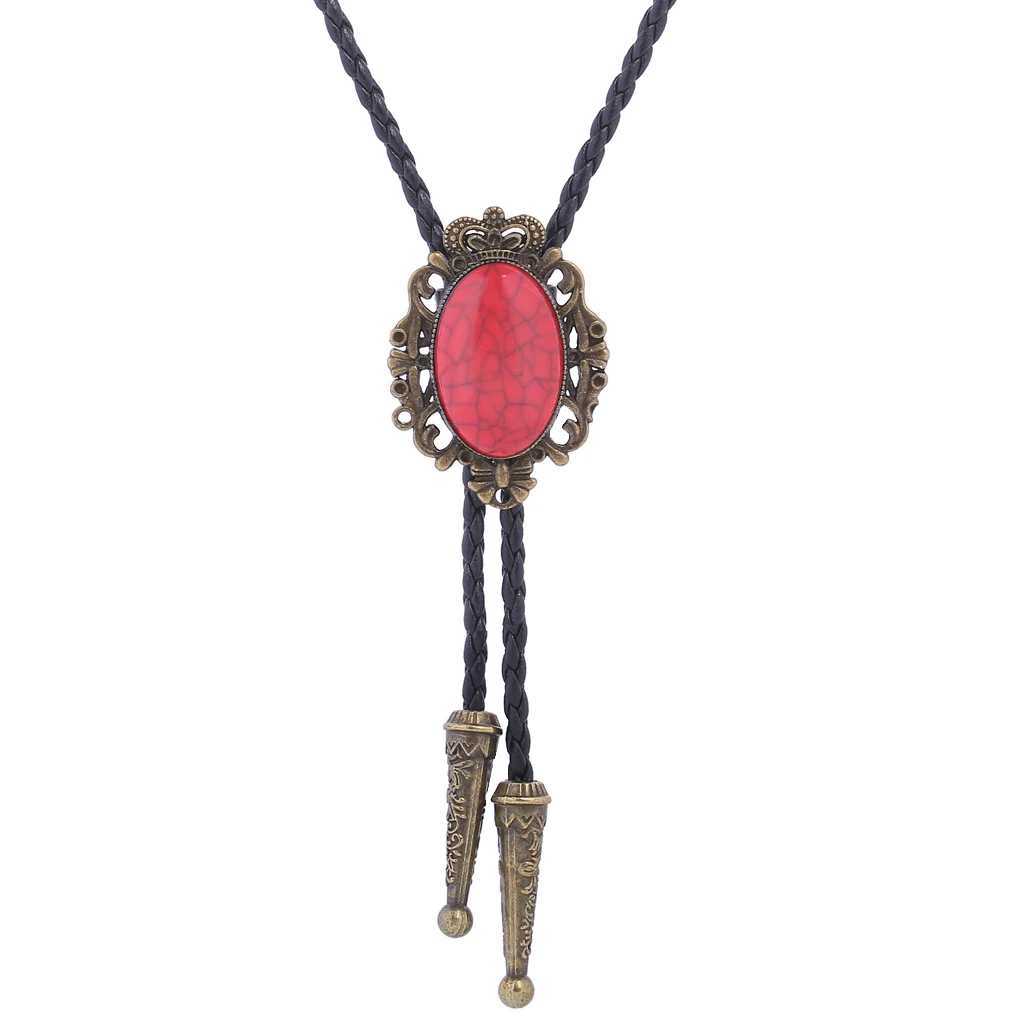 BRONZE GEM Bolo Tie Western Cowboy Opal Rodeo Leather Necktie
