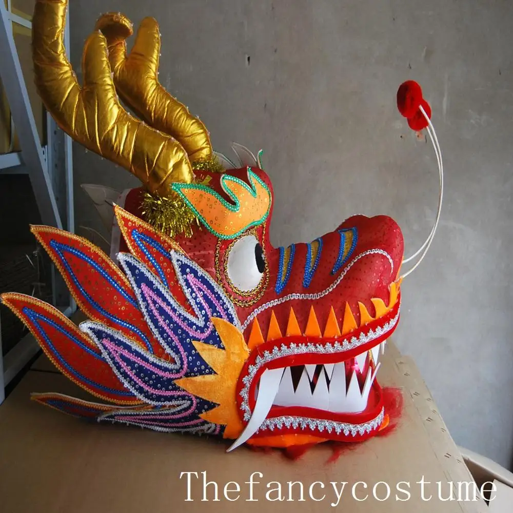 Chinese DRAGON DANCE Stage Prop Maat 5 Led-verlichting 7m 6 student Zijde Stof Mascotte Kostuum Parade Folk Festival