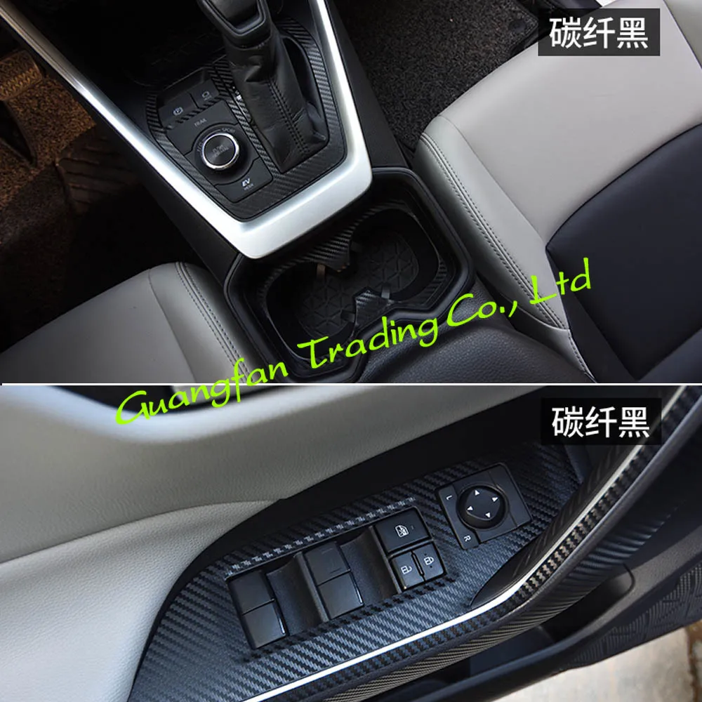 For Toyota RAV4 2019-2020  Interior Central Control Panel Door Handle 3D 5D  Carbon Fiber Stickers Decals Car styling Accessorie