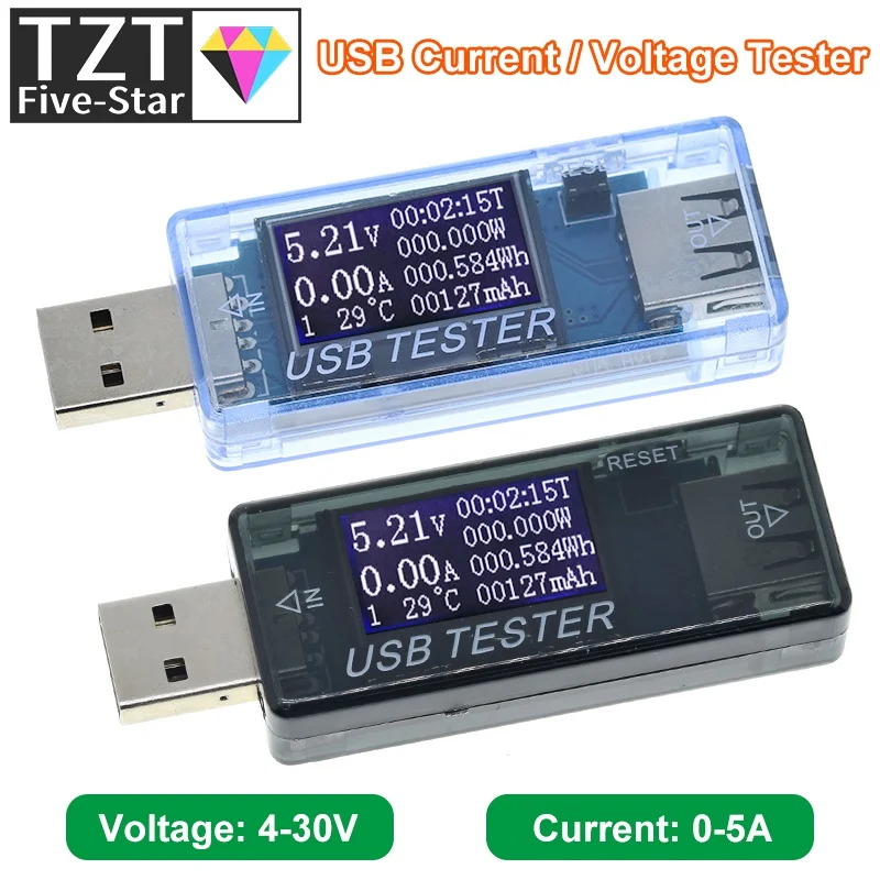 8 in1 QC2.0 QC3.0 4-30V 5A Voltmeter Ammeter Electrical Energy Power Supply Capacity Voltage Current Meter USB Tester Monitor