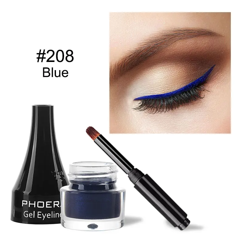 PHOERA Colorful Eyeliner 10 Colors Waterproof Eyeliner Gel With Brush Long-lasting Eye Liner Cream Makeup Tools Women Cosmetics