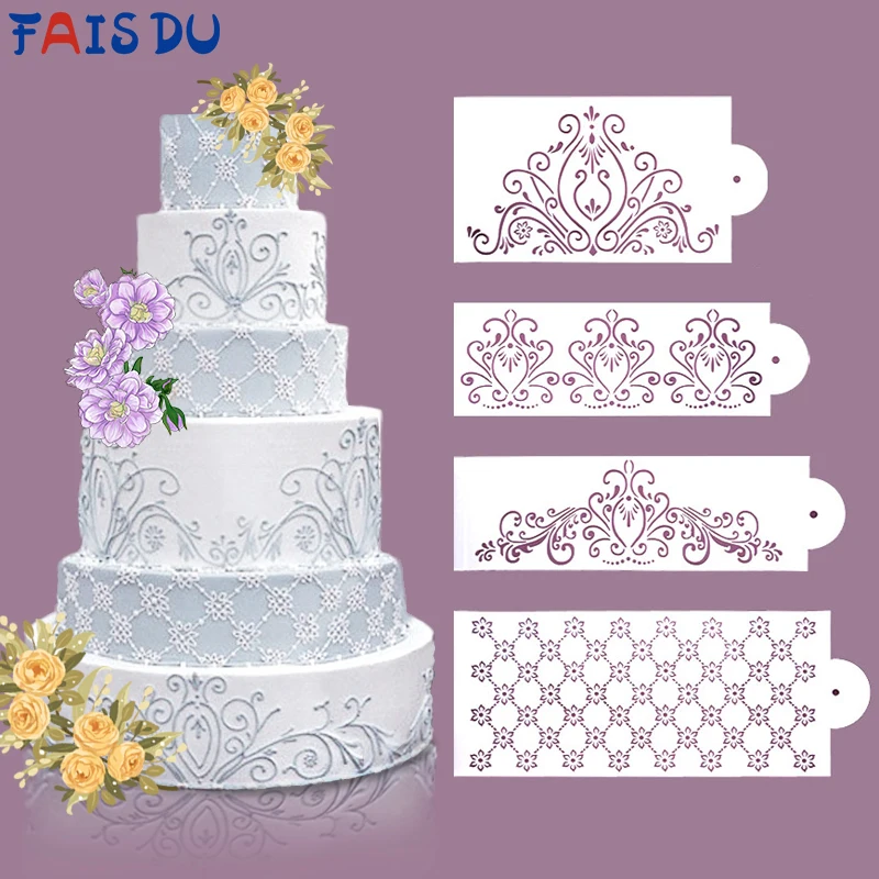 Fondant Cake Mesh Stencil Stamps Embossing Stencil For Decorating Tool Plastic Spray Cookies Chocolate Drawing Painting