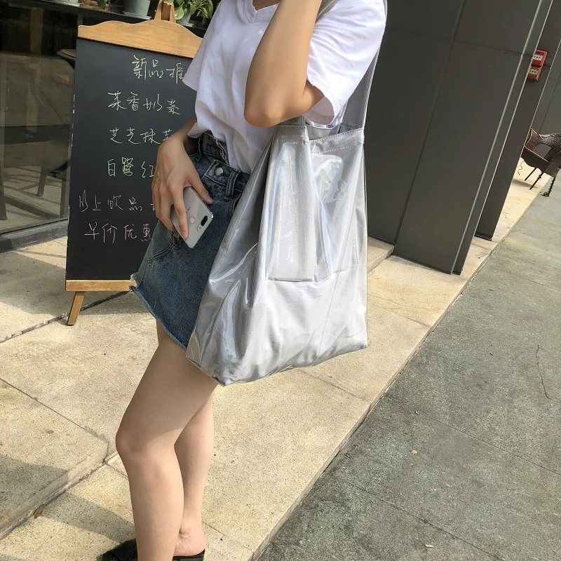 Fashion handbag 2019 new hot sale pvc shopping bag green shopping bag large capacity waterproof tote bag shoulder bag